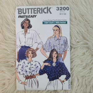 Butterick Fast & Easy Loosing Fitting Blouse Sewing Pattern 3200